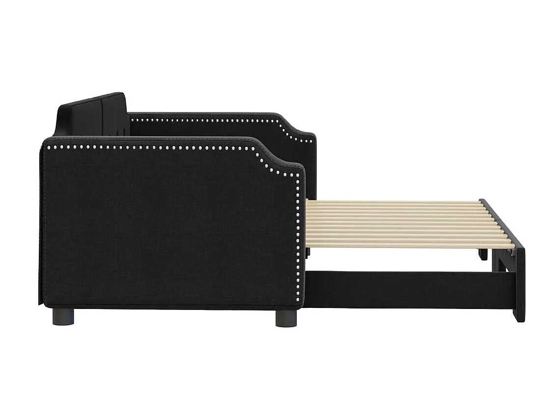 Lit gigogne noir 90x190 cm tissu WVGQ3716