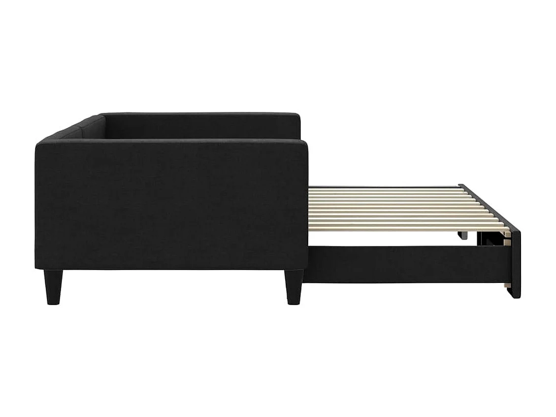 Cama dupla com gavetão 100x200 cm tecido preto PT575318