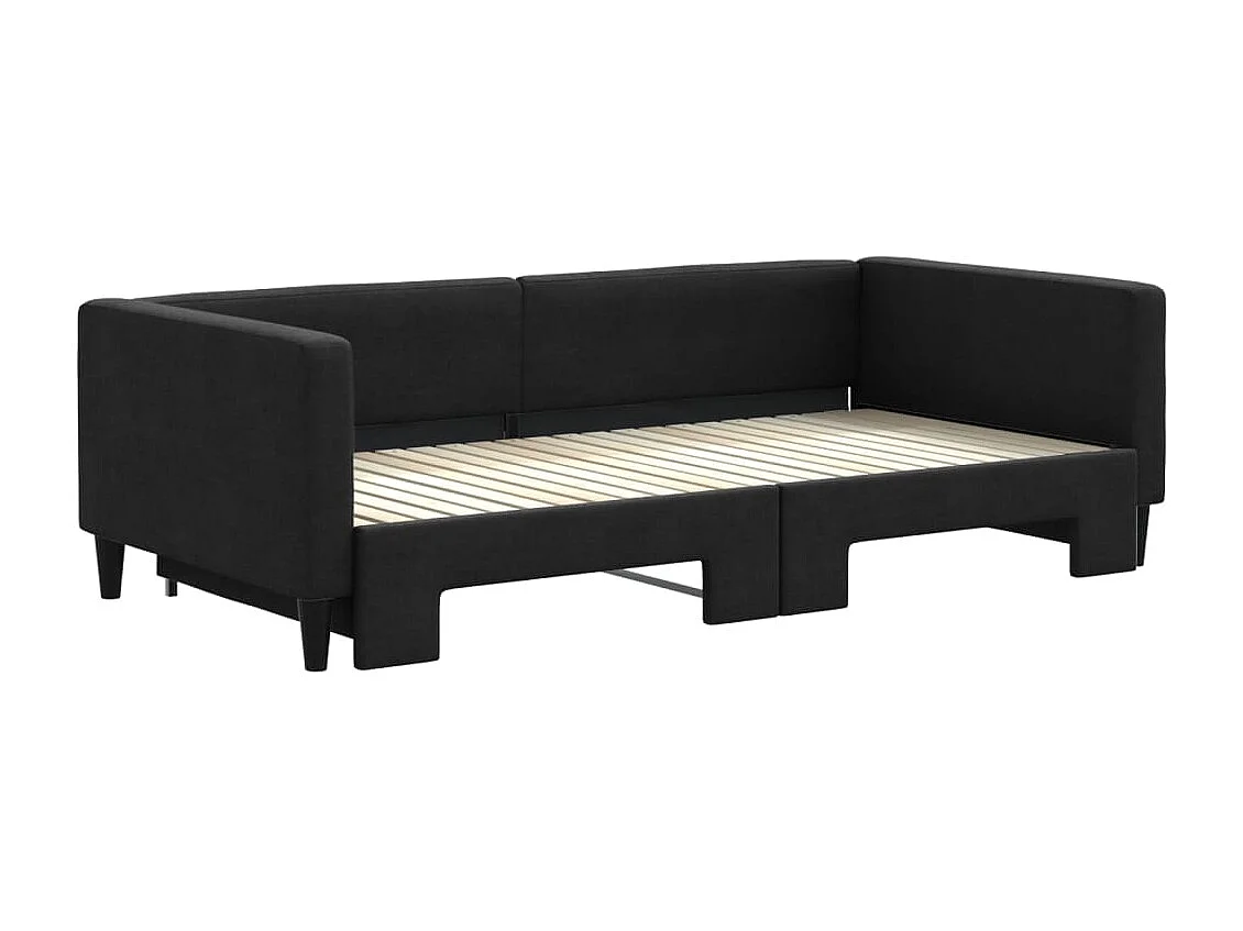 Tagesbett Ausziehbar,Ausziehbett Schwarz 100x200 cm Stoff -gkd48145