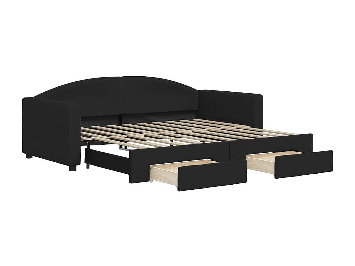 Sofá-cama com gavetão e gavetas 90x190 cm tecido preto PT897254