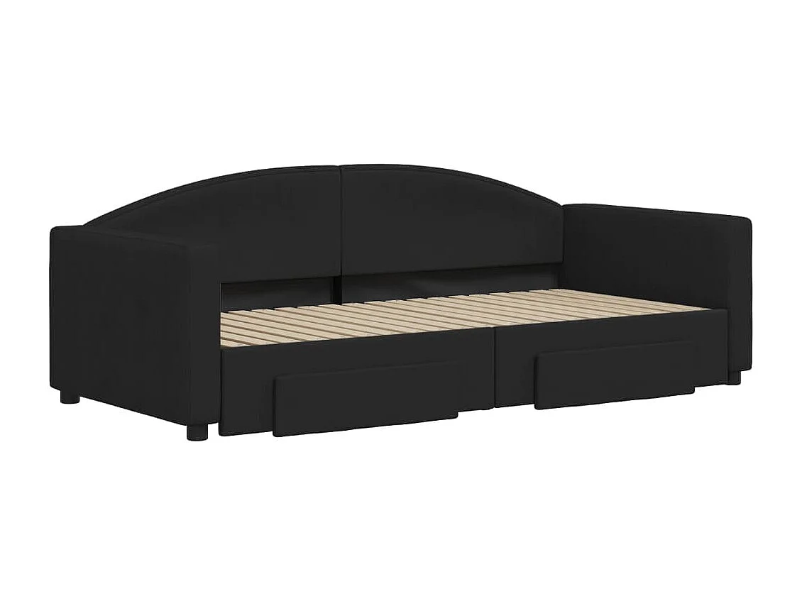 Sofá-cama com gavetão e gavetas 90x190 cm tecido preto PT897254
