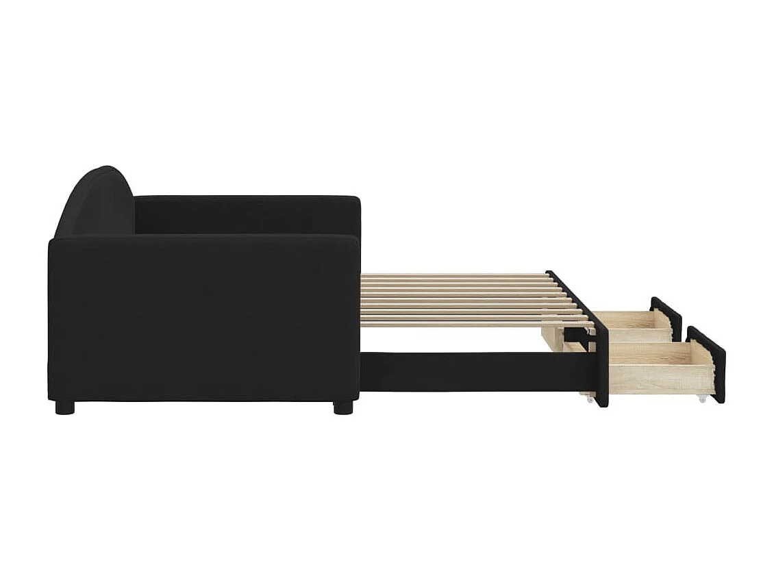 Sofá-cama com gavetão e gavetas 90x190 cm tecido preto PT897254