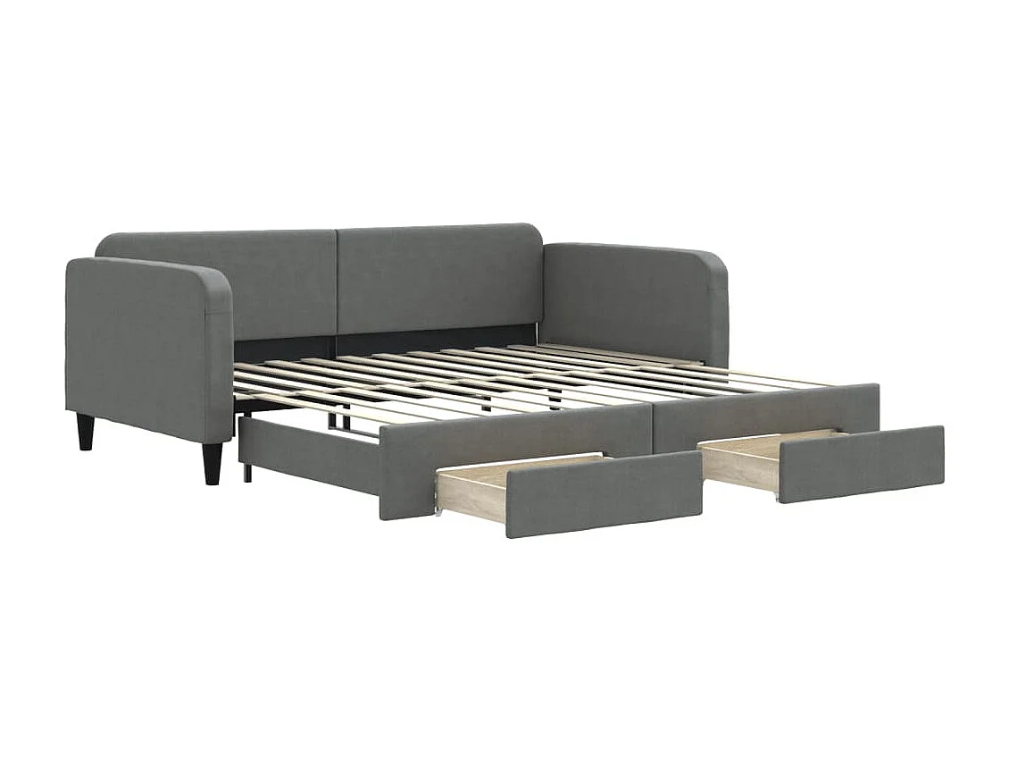 Cama nido - 100x200 cm con cajones tela gris oscuro ES40442