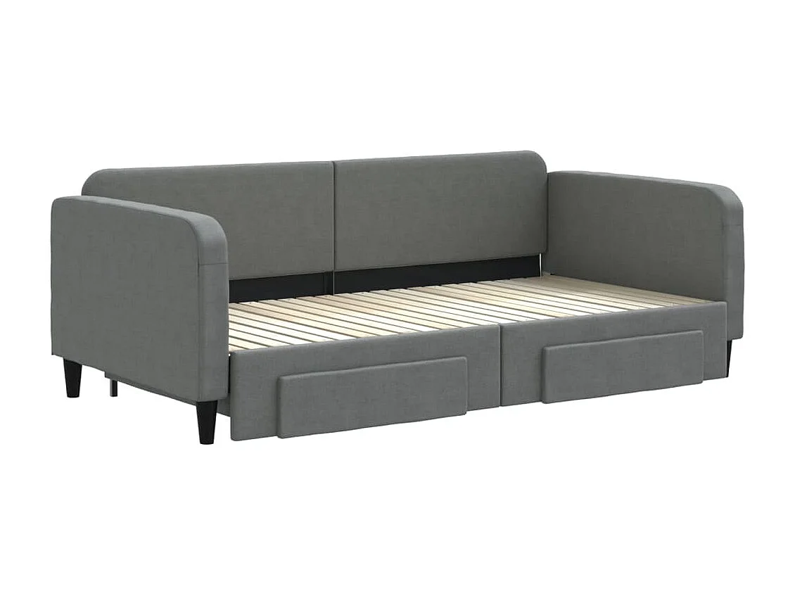 Cama nido - 100x200 cm con cajones tela gris oscuro ES40442