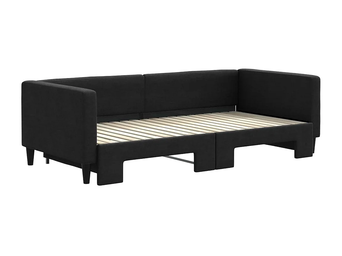 Lit gigogne noir 90x190 cm tissu WVGQ3007