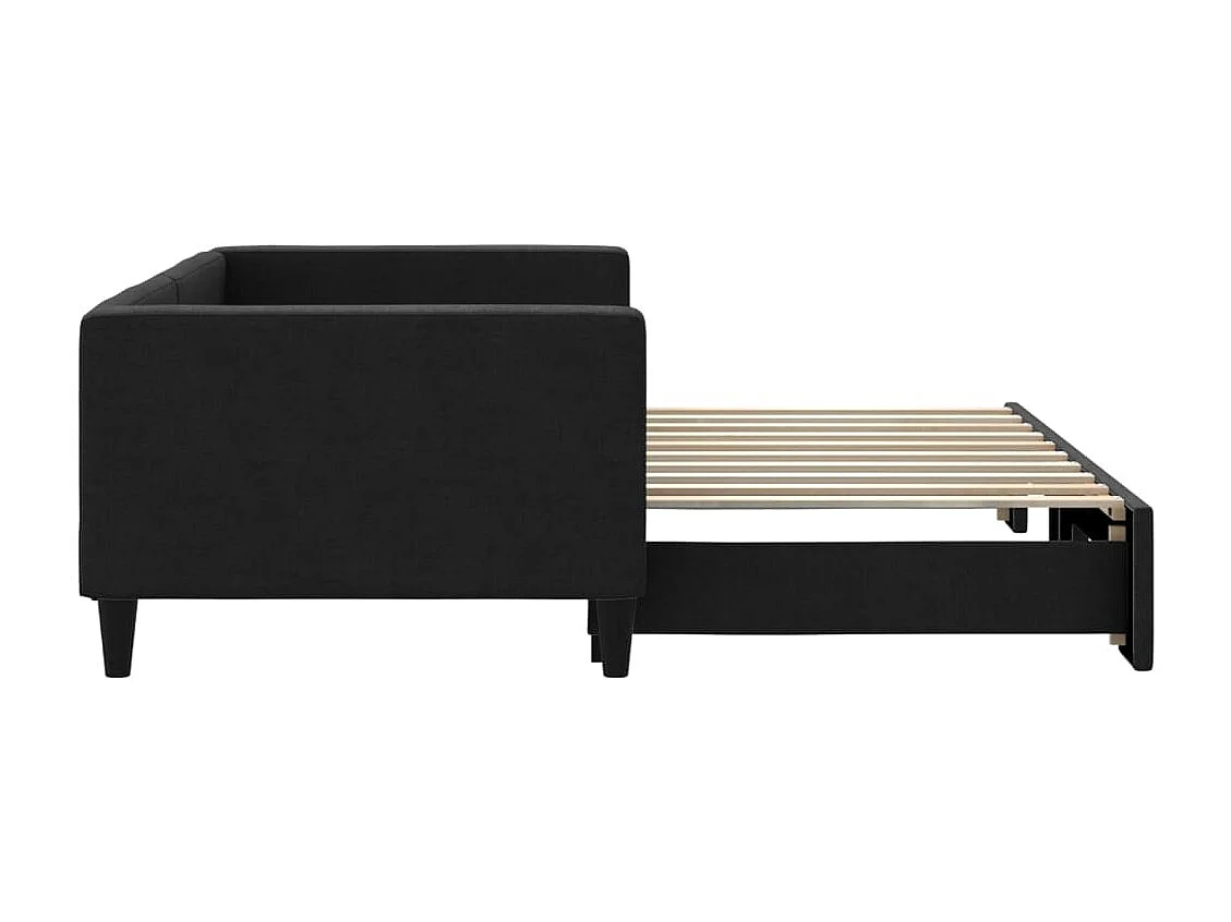 Lit gigogne noir 90x190 cm tissu WVGQ3007