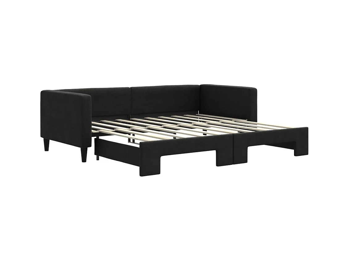 Tagesbett Ausziehbar,Ausziehbett Schwarz 90x190 cm Stoff -gkd79476