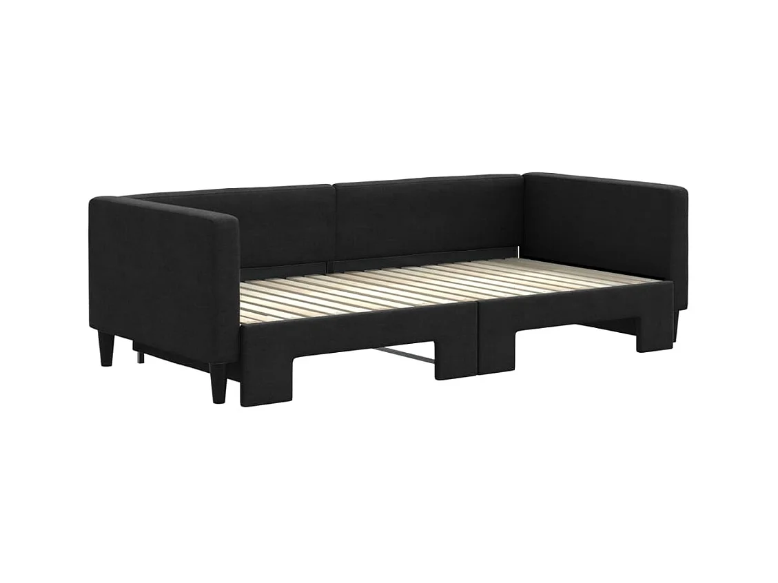Tagesbett Ausziehbar,Ausziehbett Schwarz 90x190 cm Stoff -gkd79476