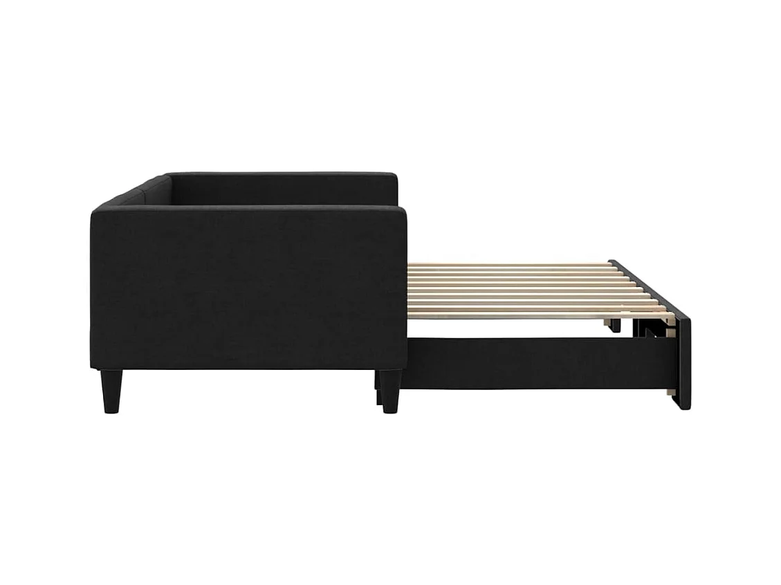 Tagesbett Ausziehbar,Ausziehbett Schwarz 90x190 cm Stoff -gkd79476