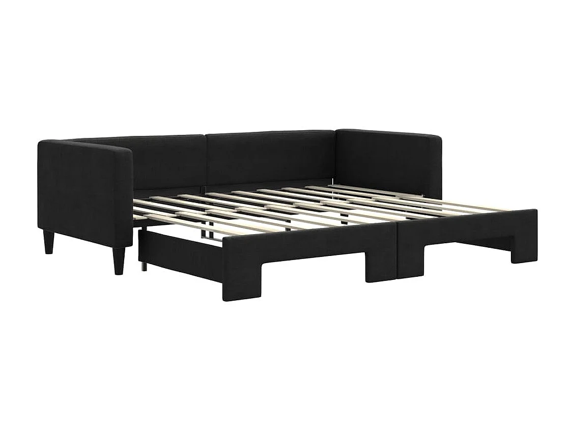Lit gigogne noir 90x190 cm tissu WVGQ3007