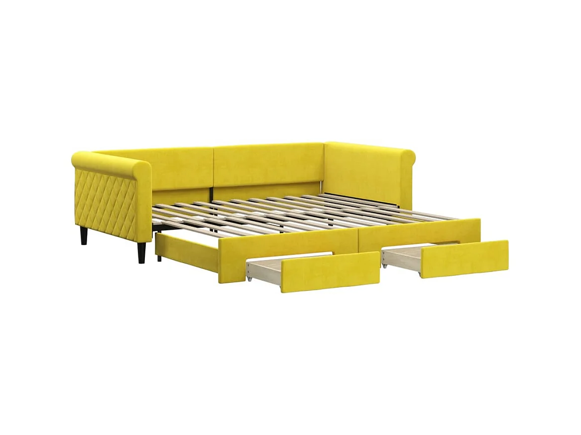 Cama nido - 100x200 cm con cajones terciopelo amarillo ES14866