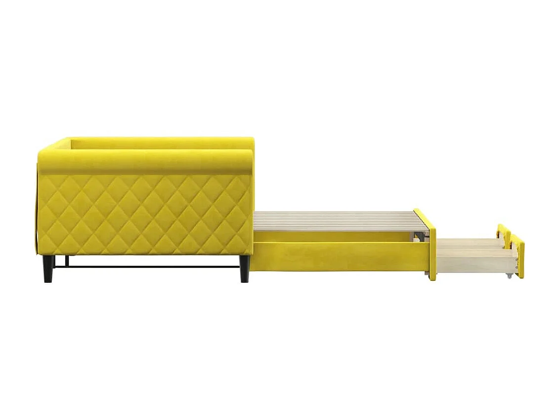 Cama nido - 100x200 cm con cajones terciopelo amarillo ES14866