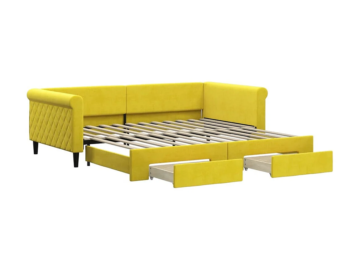 Tagesbett Ausziehbar,Ausziehbett mit Schubladen Gelb 100x200 cm Samt -gkd68370