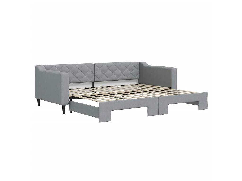 Lit gigogne gris clair 90x200 cm tissu WVGQ7473