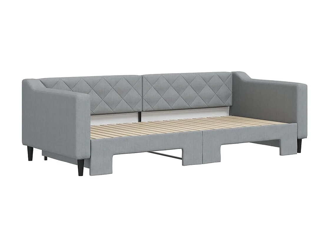 Lit gigogne gris clair 90x200 cm tissu WVGQ7473