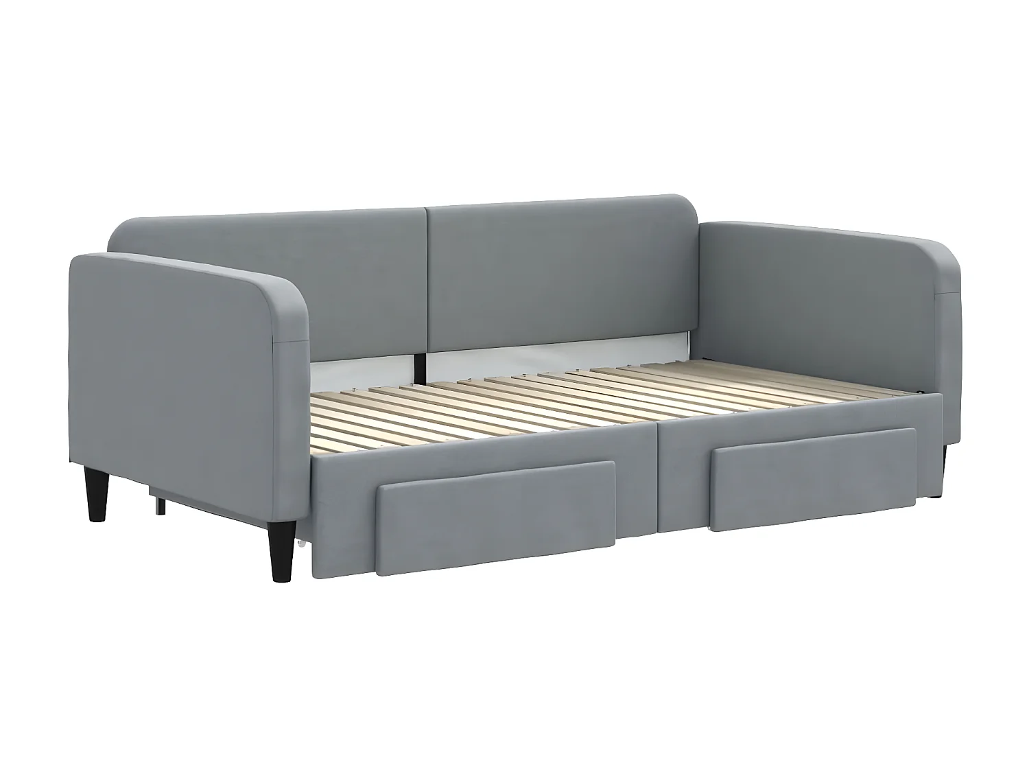 Cama nido - 90x190 cm con cajones tela gris claro ES57620