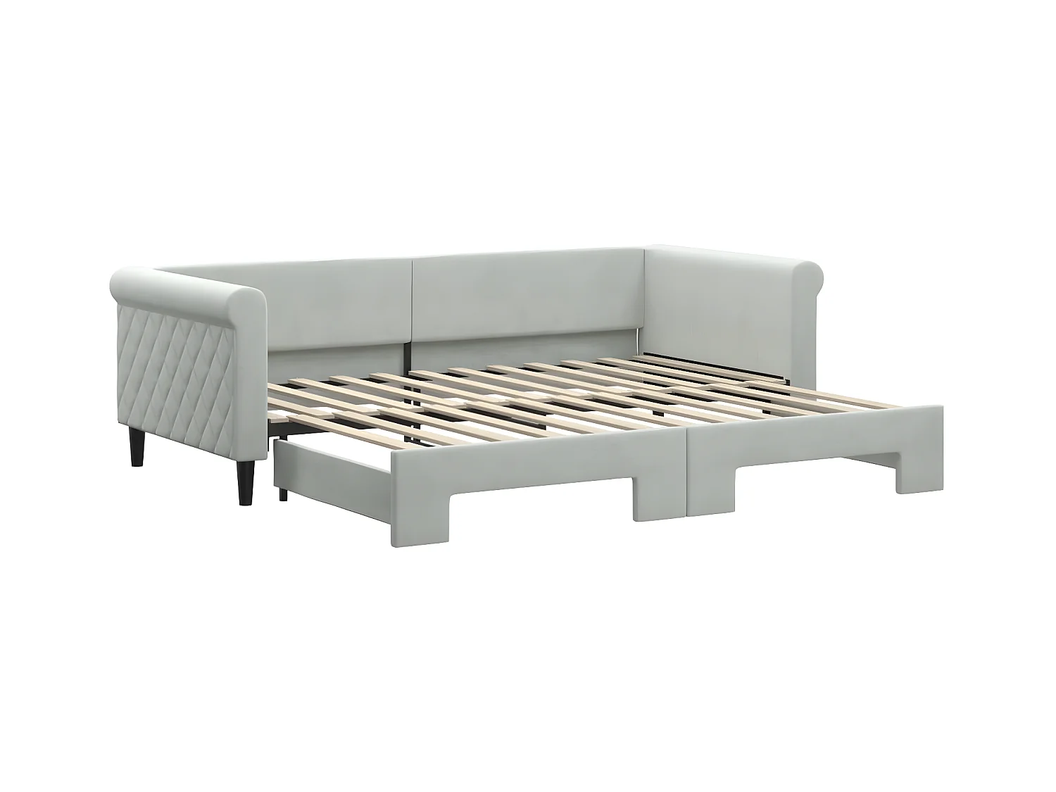Tagesbett Ausziehbar,Ausziehbett Hellgrau 90x200 cm Samt -gkd31625