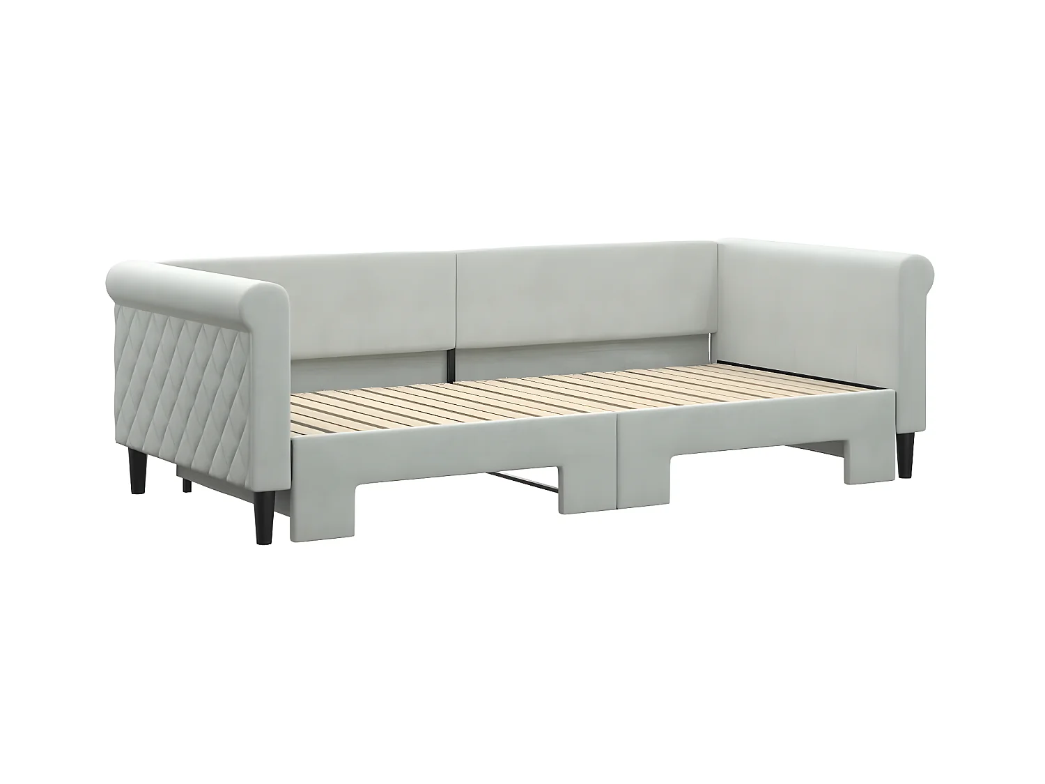 Tagesbett Ausziehbar,Ausziehbett Hellgrau 90x200 cm Samt -gkd31625