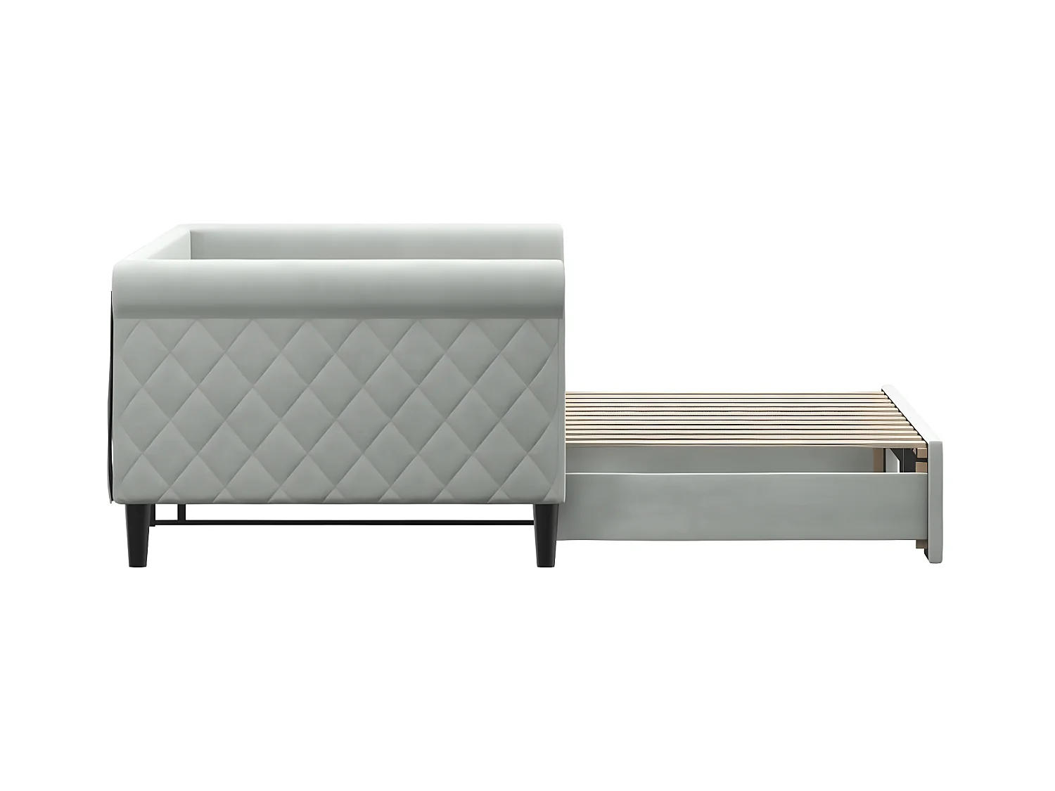 Tagesbett Ausziehbar,Ausziehbett Hellgrau 90x200 cm Samt -gkd31625