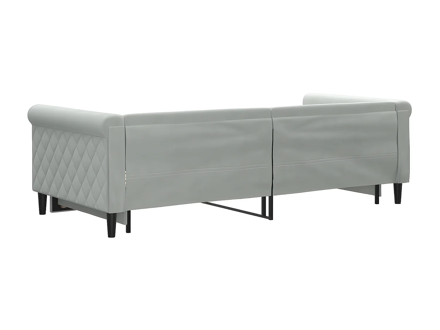 Slaapbank met onderschuifbed 90x200 cm fluweel lichtgrijs NL90282