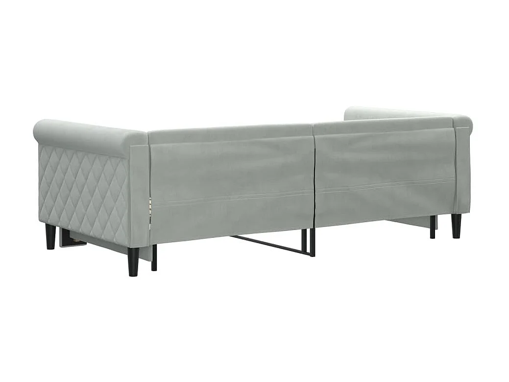 Lit gigogne gris clair 90x190 cm velours WVGQ6338