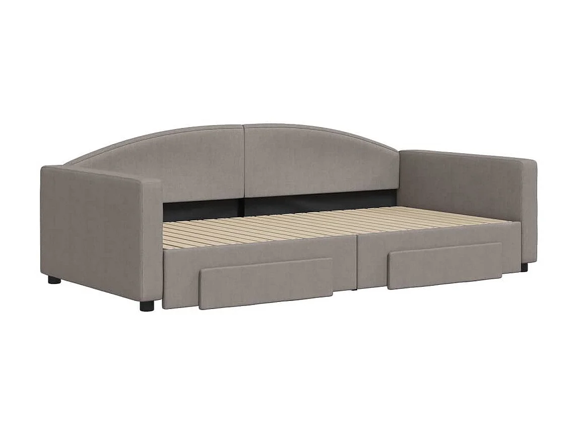 Lit gigogne et tiroirs taupe 100x200 cm tissu WVGQ7893