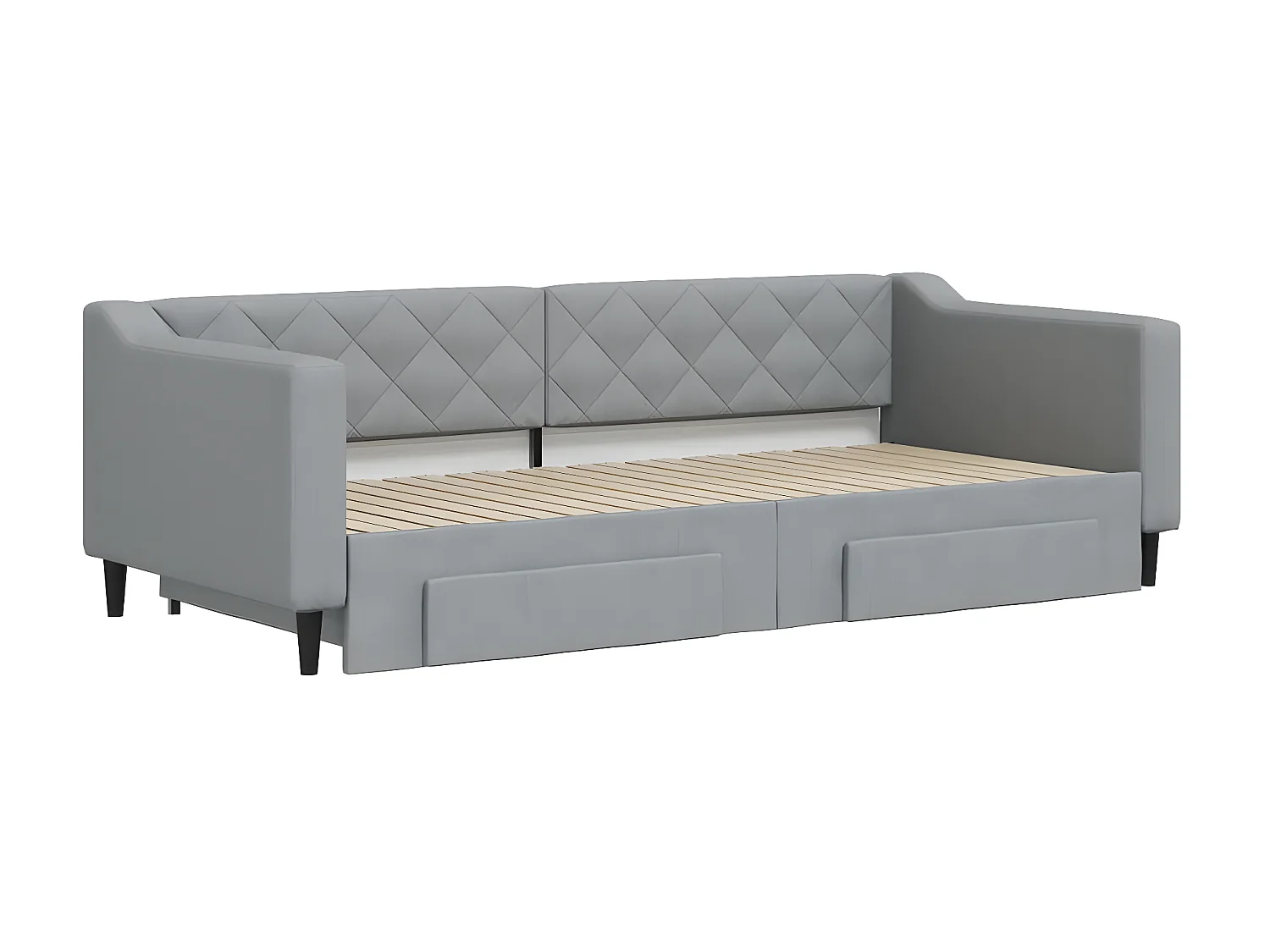 Lit gigogne et tiroirs gris clair 90x200 cm tissu WVGQ9387