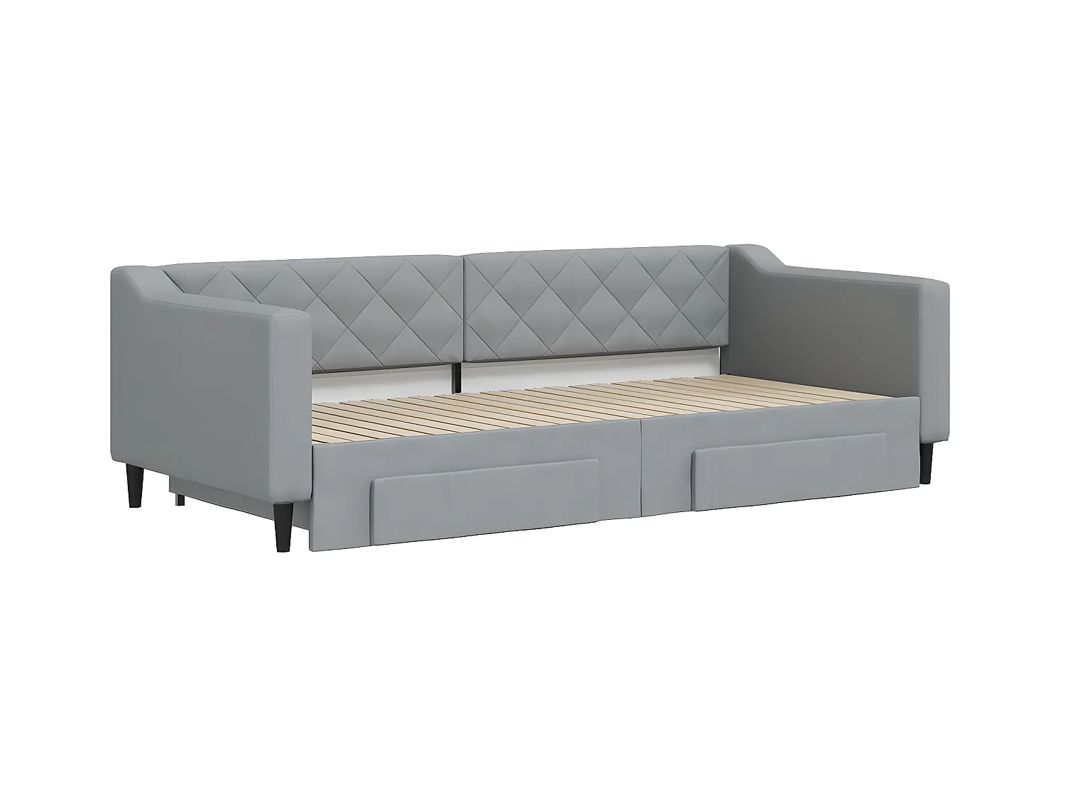 Cama dupla e gavetas 90x200 cm tecido cinzento-claro PT142466