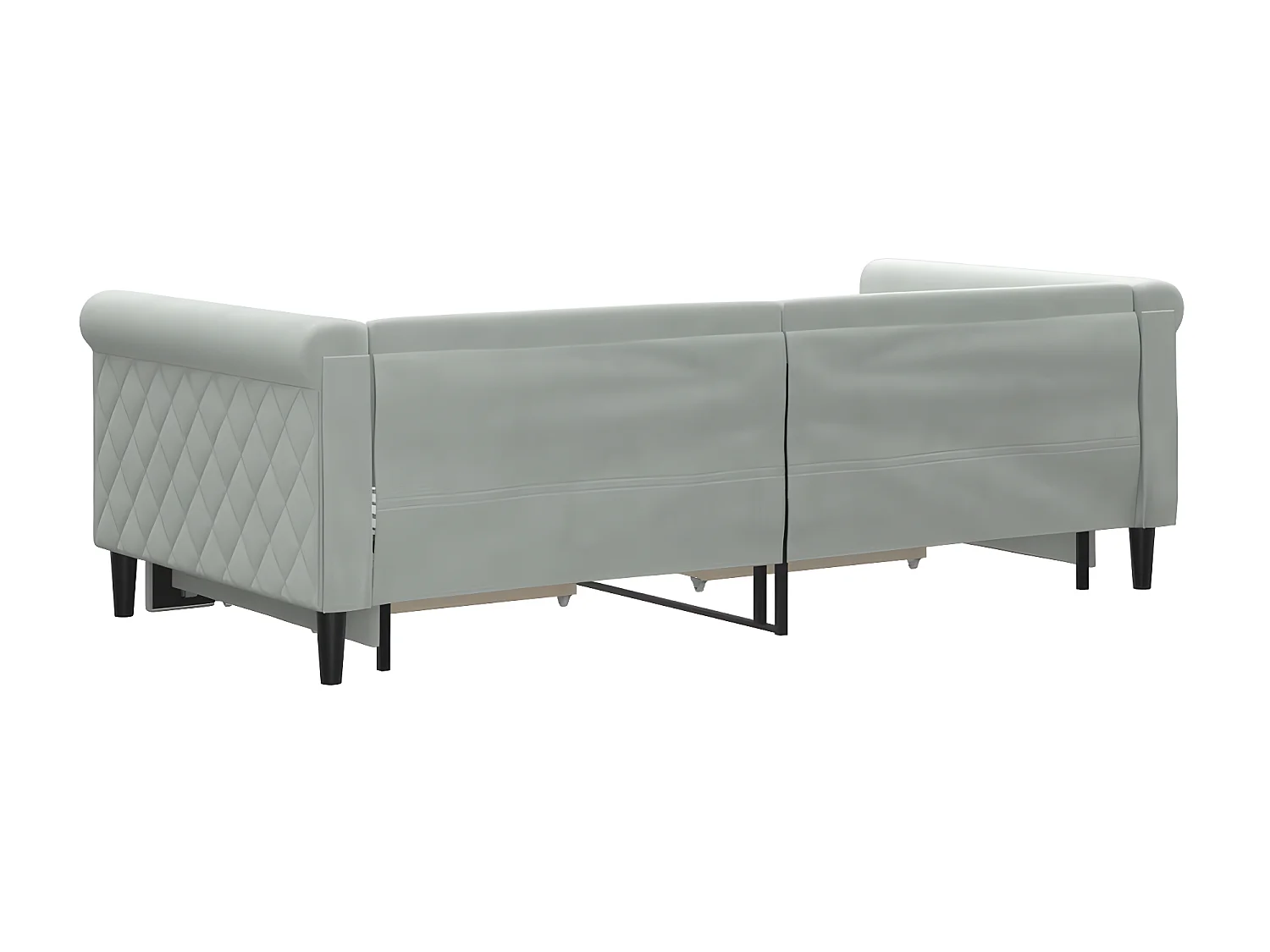 Slaapbank onderschuifbed en lades 90x190 cm fluweel lichtgrijs NL52120