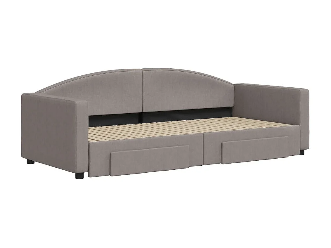 Cama dupla/gavetas 90x200 cm tecido cinza-acastanhado PT605983