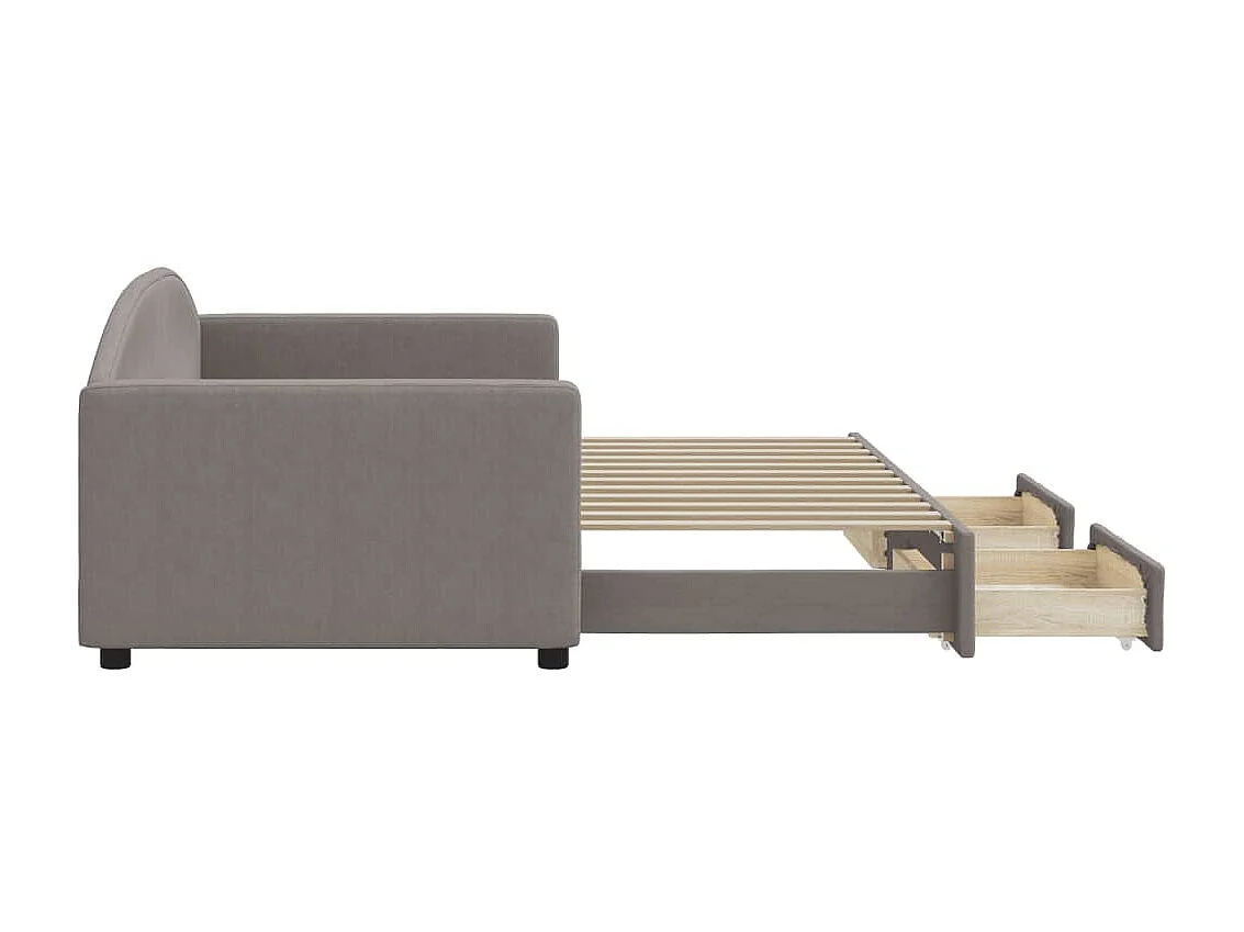 Cama nido con cajones tela gris taupe 90x200 cm ES465829