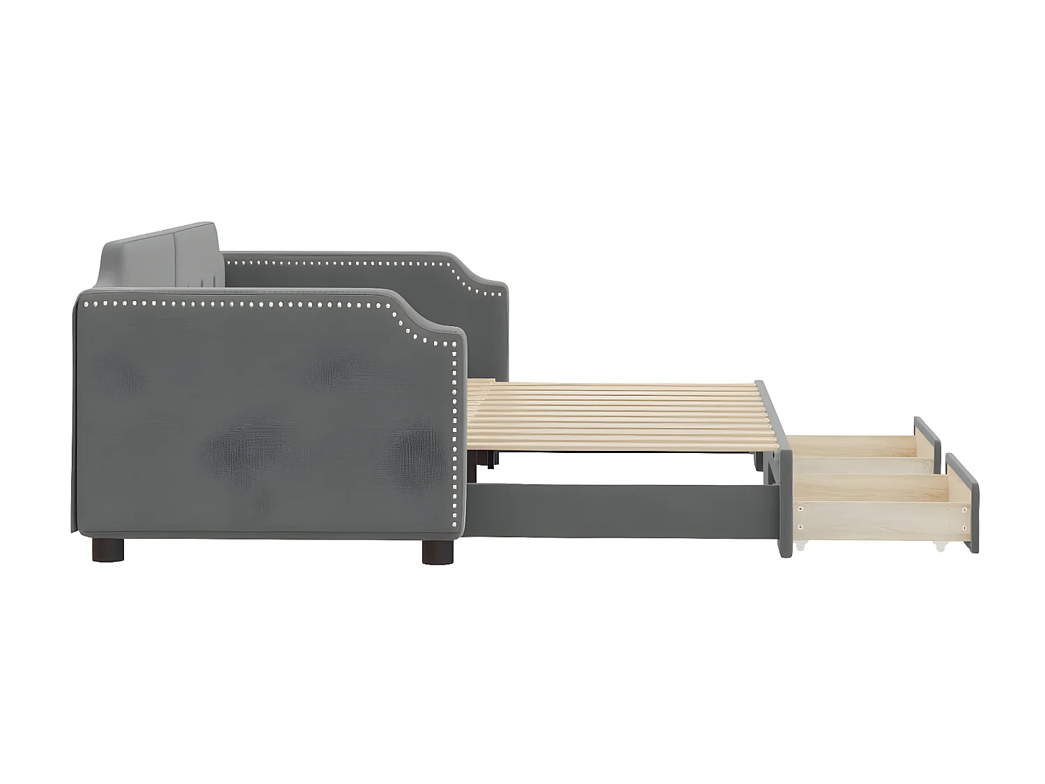 Cama dupla e gavetas 90x200 cm tecido cinzento-escuro PT309431