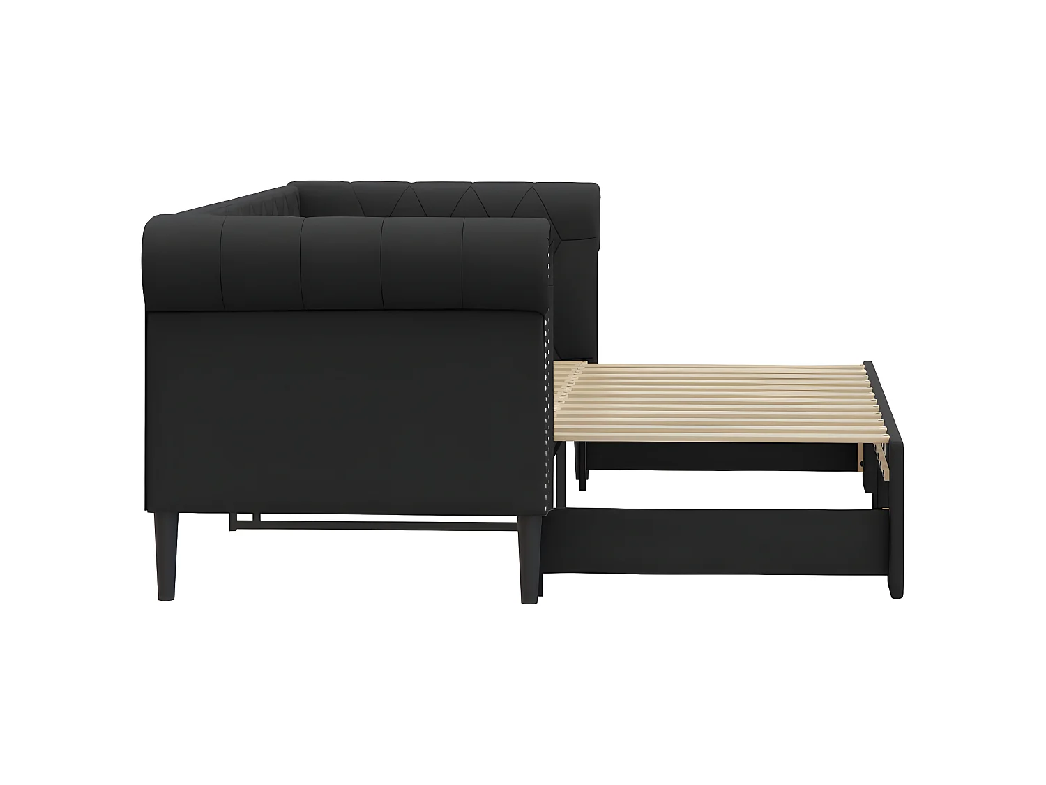 Lit gigogne noir 90x200 cm similicuir WVGQ4845