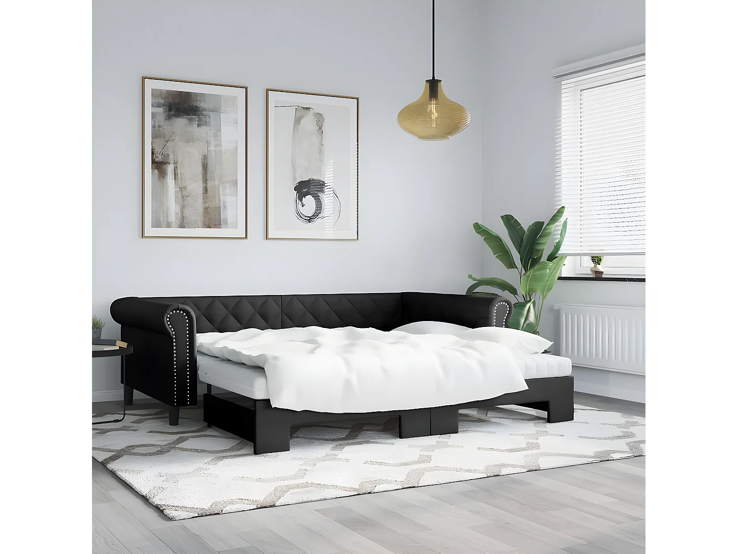 Lit gigogne noir 90x200 cm similicuir WVGQ4845