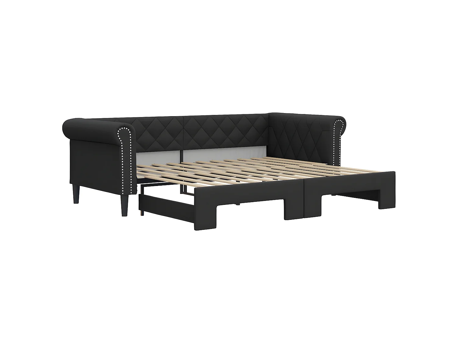 Lit gigogne noir 90x200 cm similicuir WVGQ4845