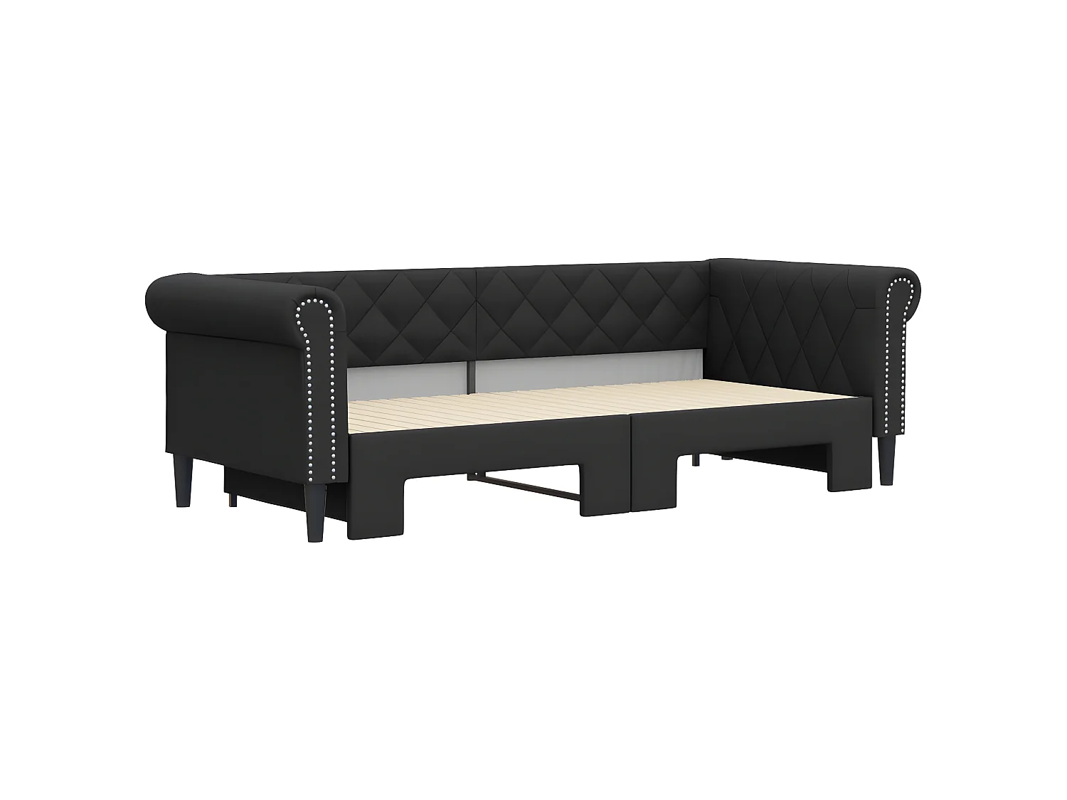 Lit gigogne noir 90x200 cm similicuir WVGQ4845