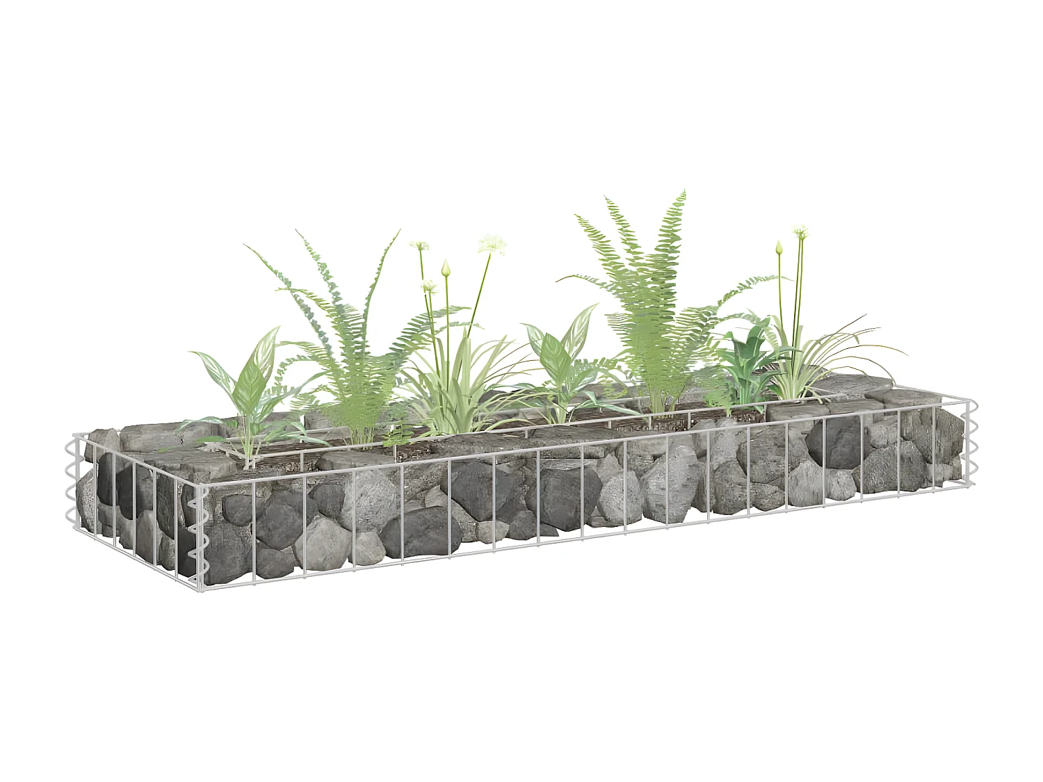 Lit surélevé à gabion Acier galvanisé 90x30x10 cm WVGQ4804