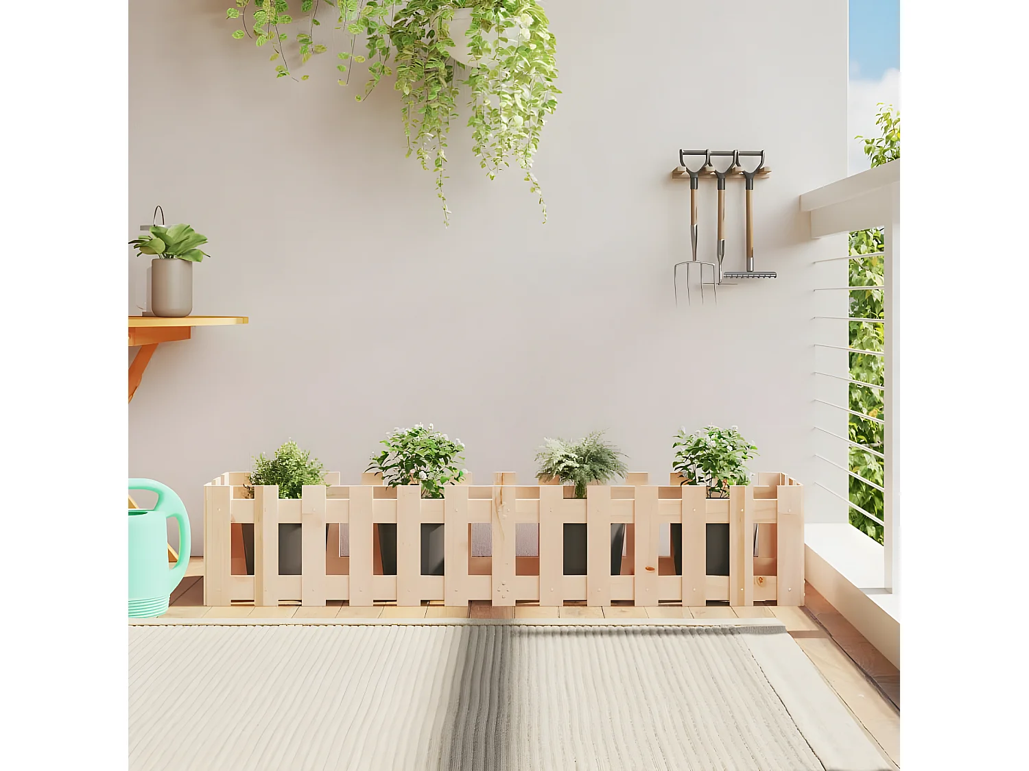 Canteiro elevado c/ design de cerca 150x30x30 cm pinho maciço PT467316