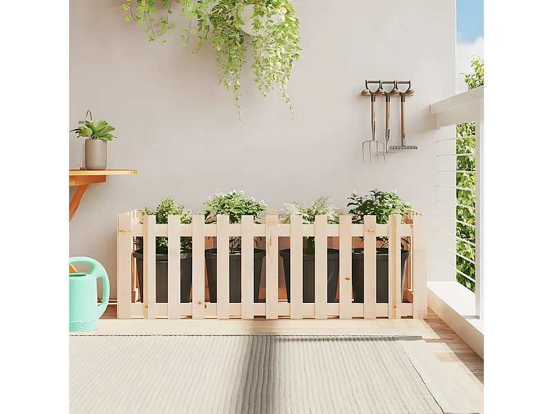 Canteiro elevado c/ design de cerca 150x50x50 cm pinho maciço PT382843