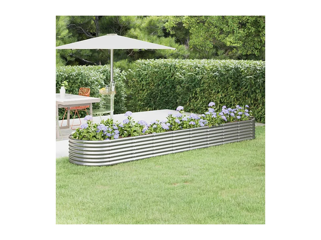 Jardinera arriate acero recubrimiento polvo plata 368x80x36 cm ES56634