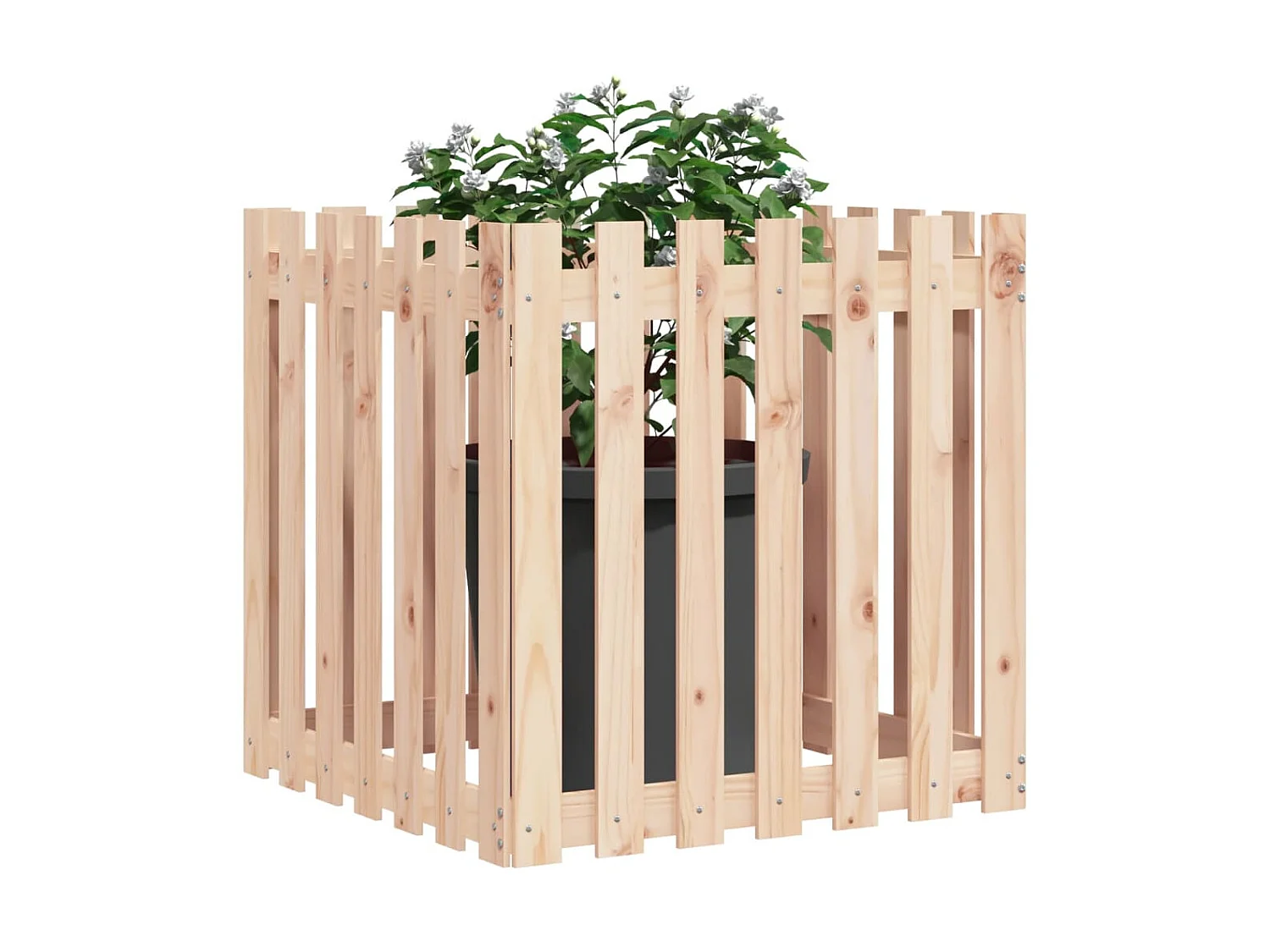 Vaso de jardim c/ design de cerca 70x70x70 cm pinho maciço PT772754