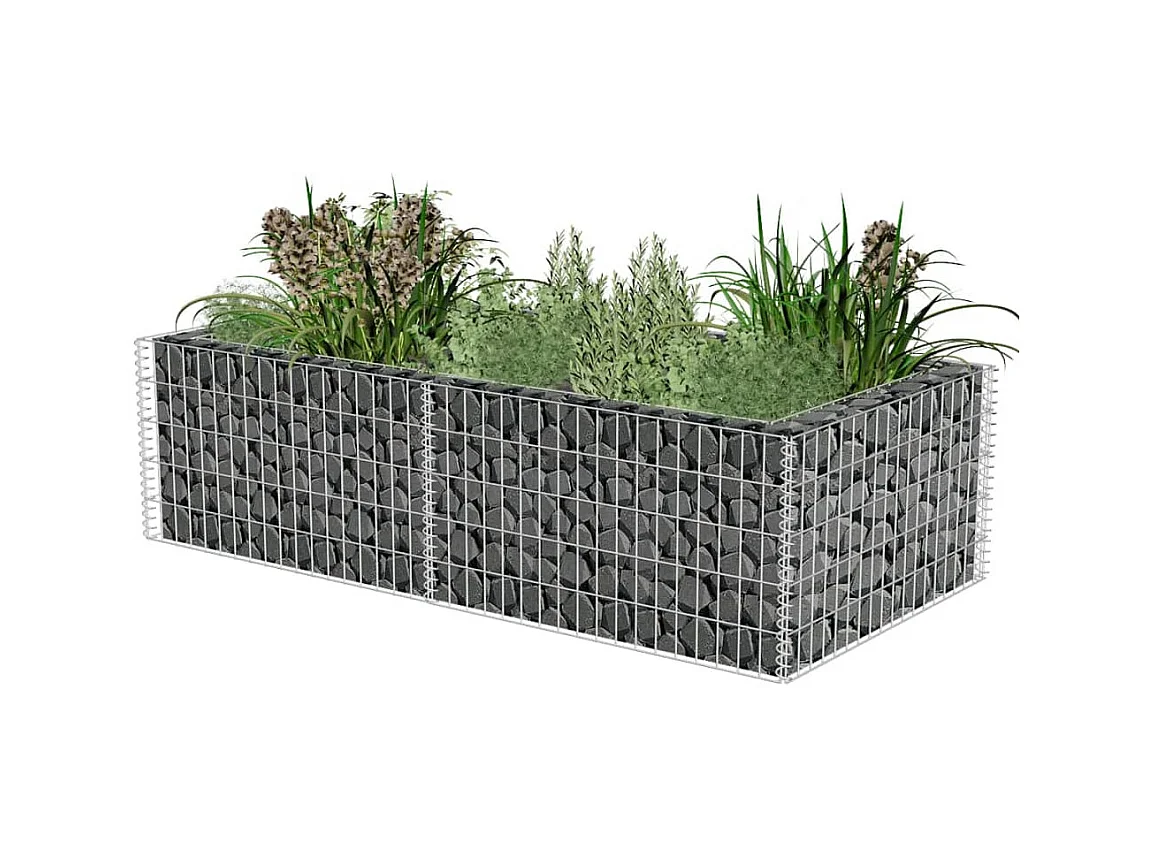 Jardinière à gabion Acier galvanisé 180 x 90 x 50 cm WVGQ1866