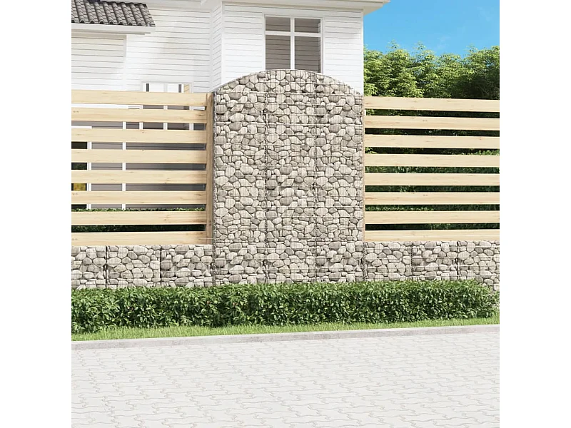 Panier de gabions arqué 150x50x220/240 cm Fer galvanisé WVGQ3802
