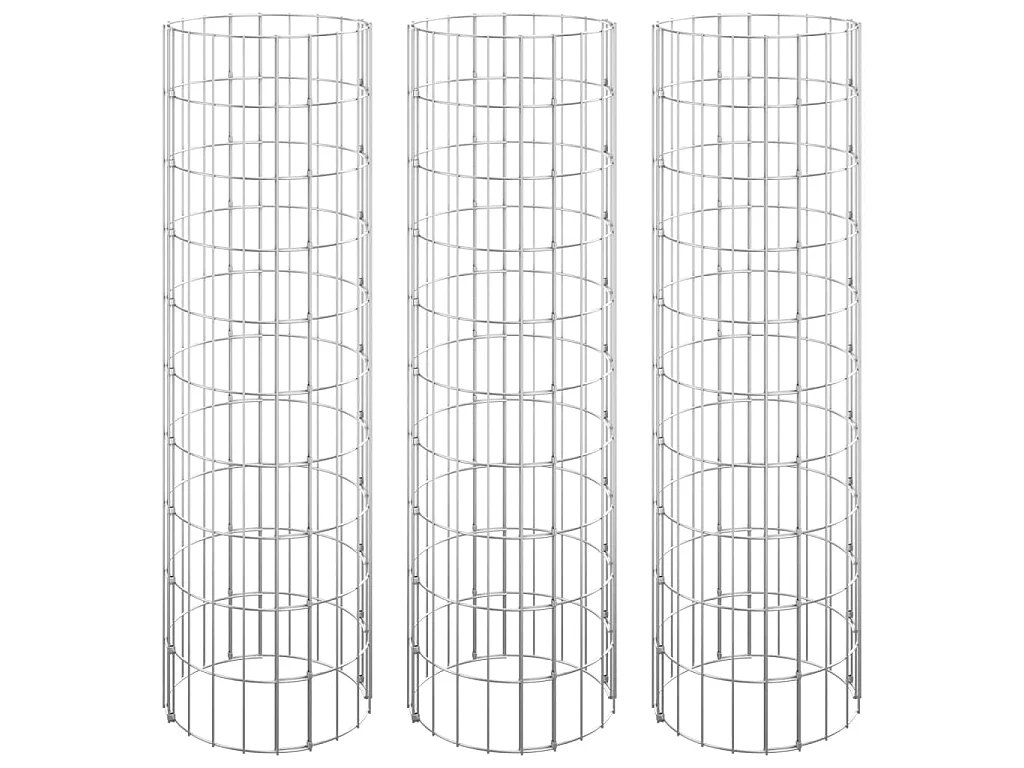 Arriate gaviones circular 3 uds acero galvanizado Ø30x100 cm ES98074