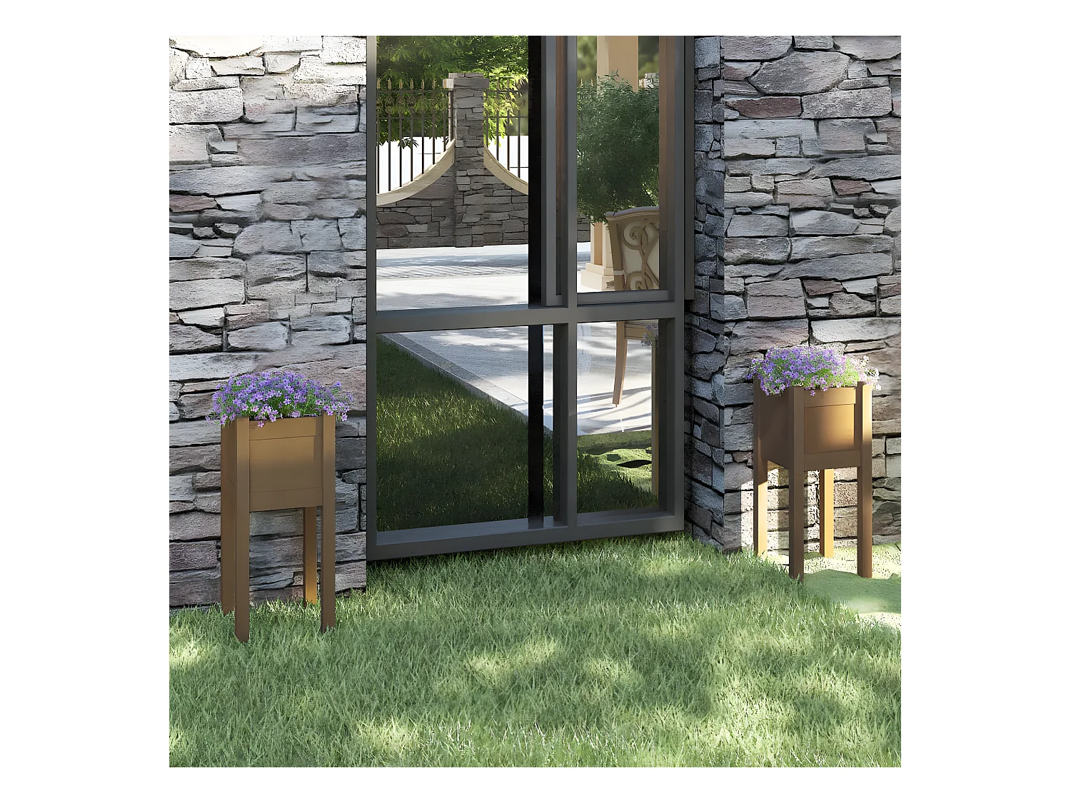 Jardinières d'extérieur 2 pcs Marron miel 31x31x70cm Pin massif BE7784