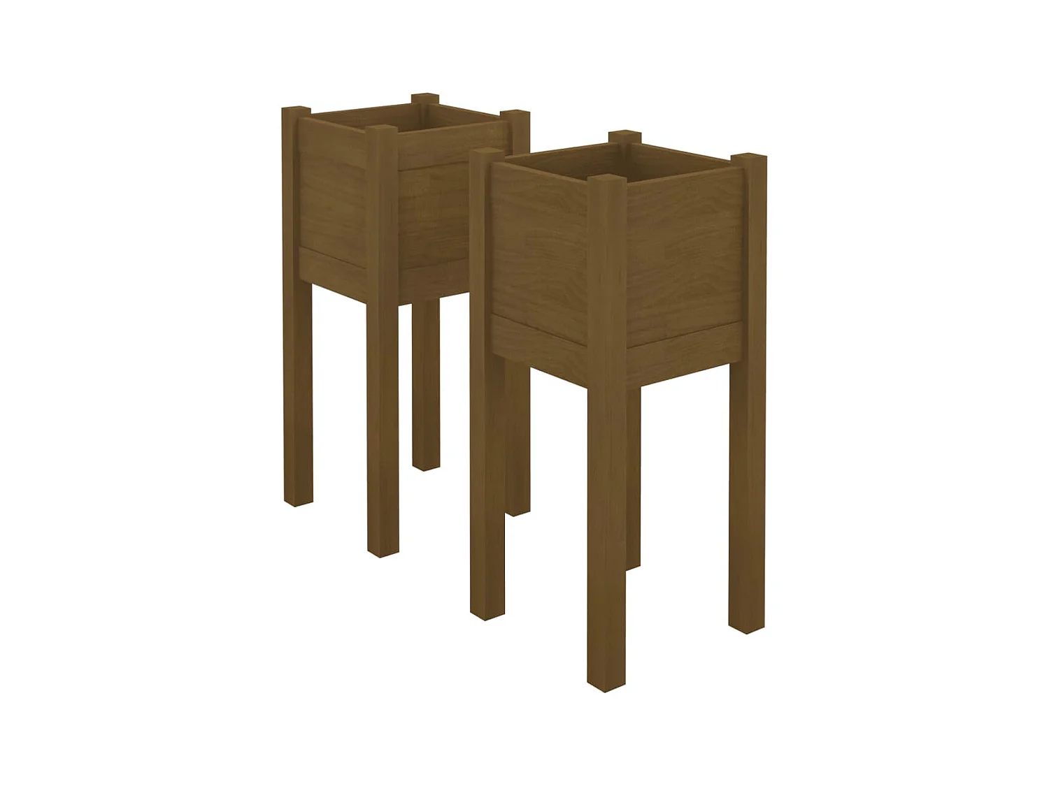 Jardinières d'extérieur 2 pcs Marron miel 31x31x70cm Pin massif BE7784