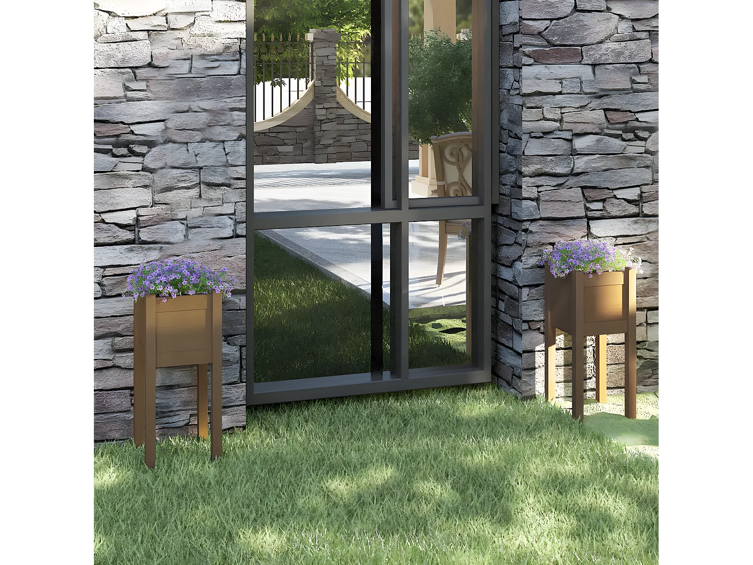 Jardinières d'extérieur 2 pcs Marron miel 31x31x70cm Pin massif BE7784