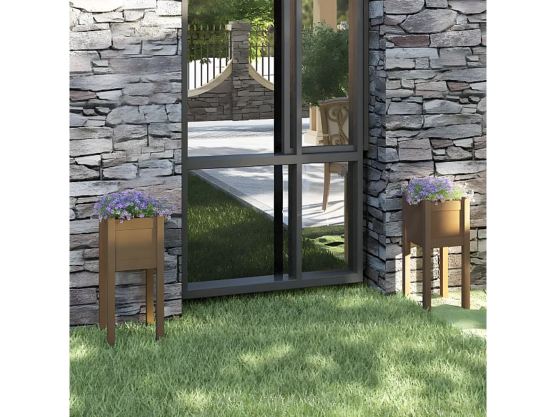 Jardinières d'extérieur 2 pcs Marron miel 31x31x70cm Pin massif BE7784