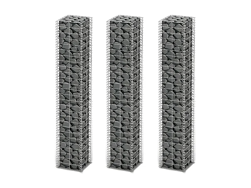 Jeu de panier de gabion 3 pcs Fil galvanisé 25 x 25 x 150 cm  WVGQ8727