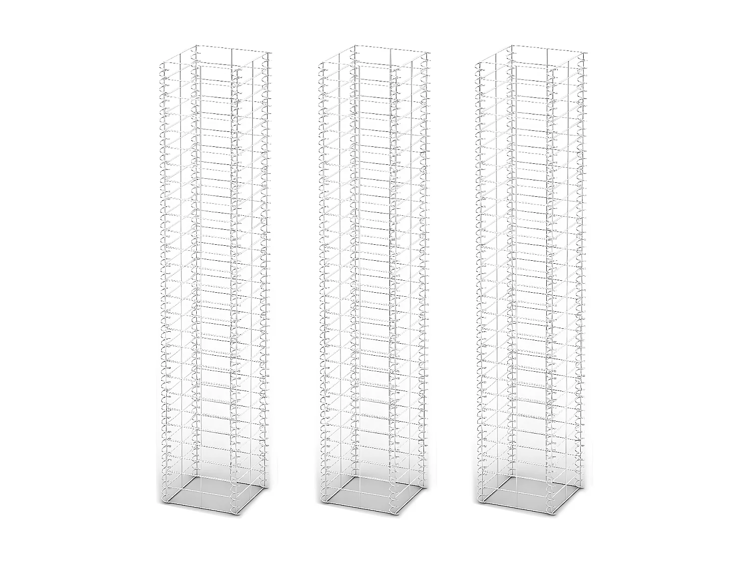 Conjunto de gabiões 3 pcs arame galvanizado 25 x 25 x 150 cm PT902901